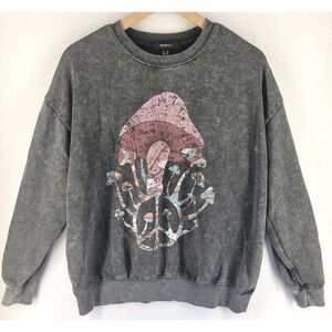 Forever 21 Mushroom Sweatshirt Womens 0X Mineral Wash Y2K Grunge
